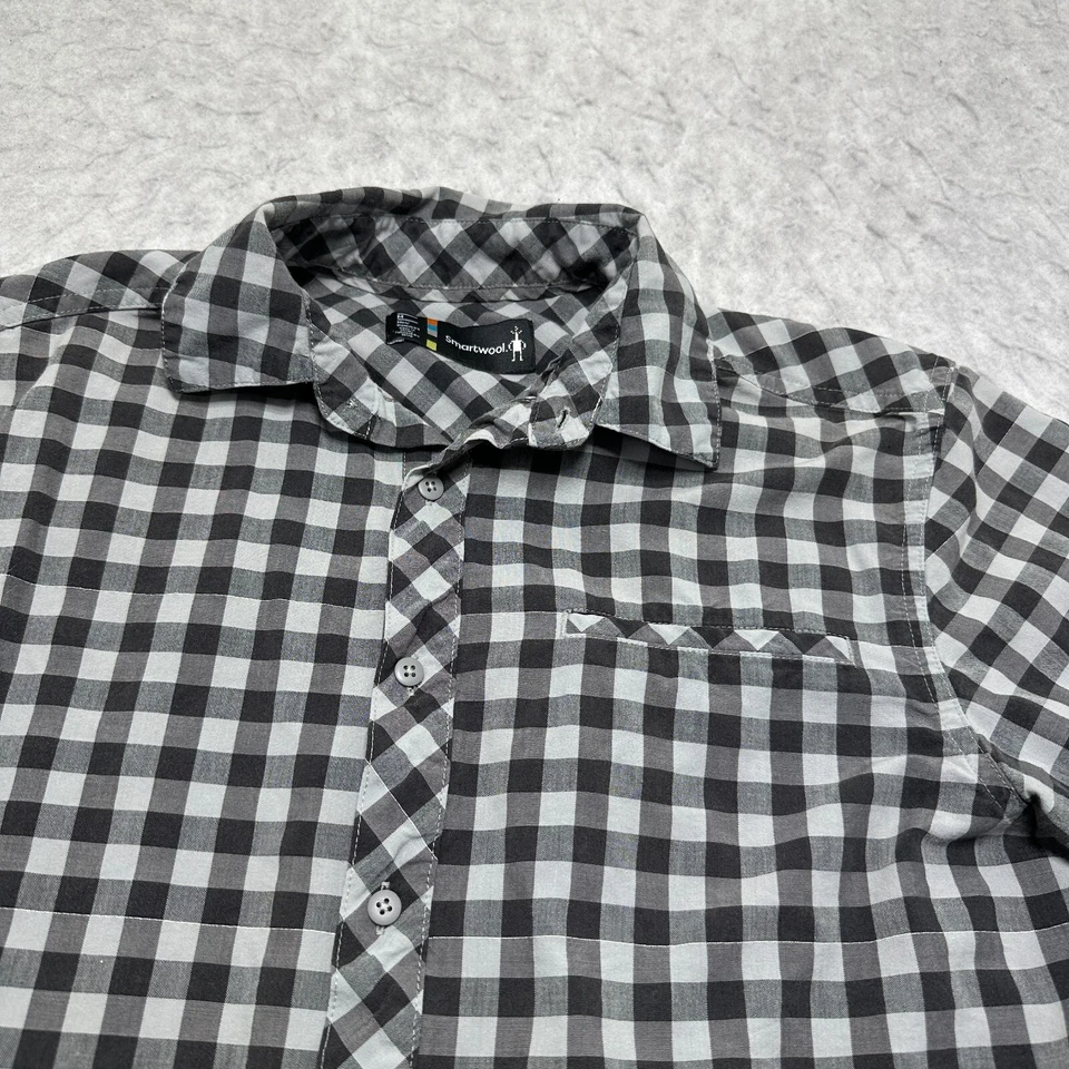 Smartwool Everyday Exploration Button Shirt Black White Plaid Mens Size Medium M - Image 4 of 4