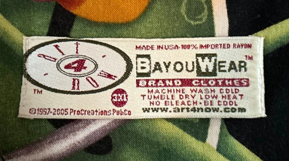 New Orleans Jazz Fest 2005 Art4Now Bayou Wear Mens S/S Hawaiian Shirt 3XL - Image 2 of 4