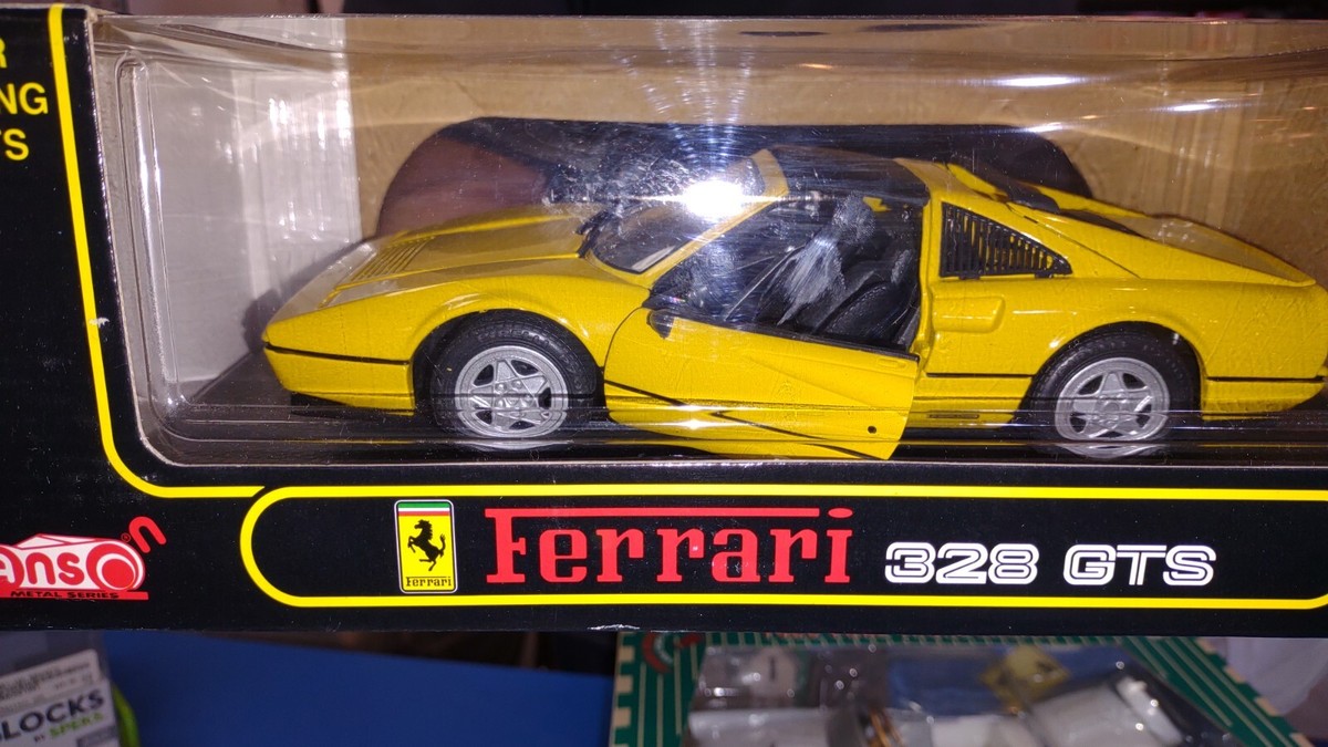 ANSON FERRARI 328 GTS Yellow 1:18 Scale Die-cast Metal model car