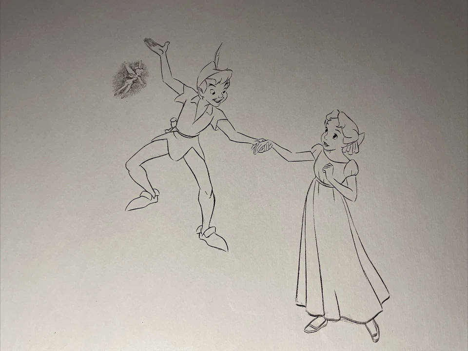 PETER PAN Animation Cels Walt Disney Production Art Vintage Wendy model Cel 1953 - Image 2 of 3