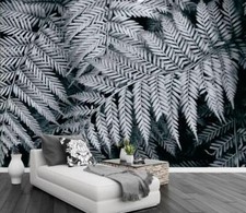 3D Gray Leaves ZHUB2515 Wallpaper Wall Mural Removable Self-adhesive Ann