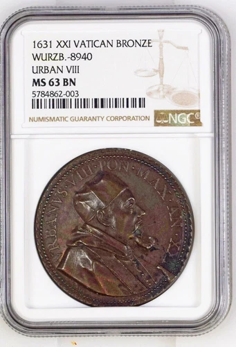 1631 Vatican Urban VIII. "Devolution of the Duchy of Urbino." Medal. NGC MS63!
