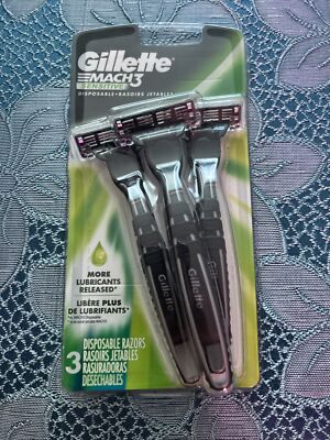 Gillette Mach 3 Razor Disposable Razors Sensitive 3ct