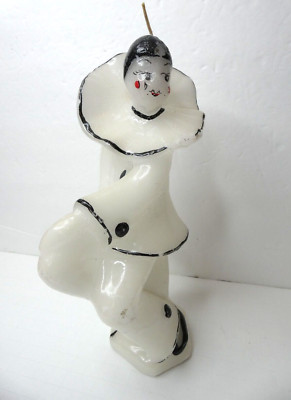 Pierrot French Clown Candle Sculptured Candle Collectible Unburned Art Deco 10''