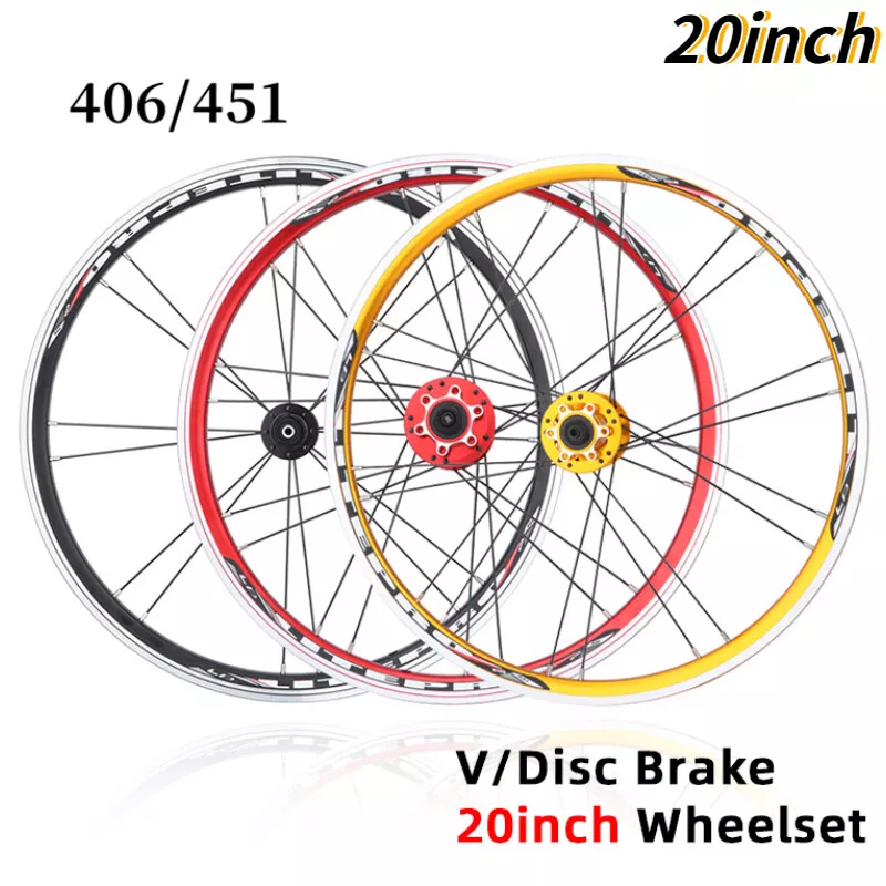 20 Inch 406 451 Folding Bike Wheels V Disc Brake MTB Bicycle