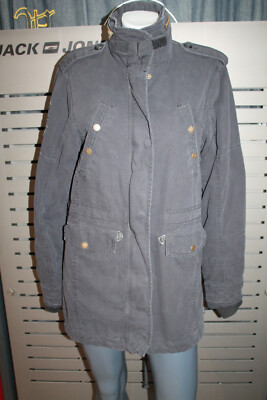 Alpha Industries Combat 1 Patch Field Jacket Women Size S New Black Washed Coat