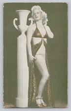 Pretty Lady Lingerie Posing Against a Column - Vintage Arcade Card Made in USA