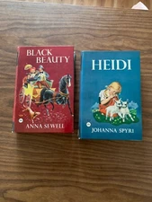 2 "Clover Classics" Vintage Children's Books c. 1950 HEIDI & BLACK BEAUTY