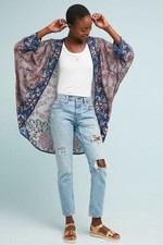 NWT Mahila Paulina Cocoon Kimono One Size Purple Motif Anthropologie