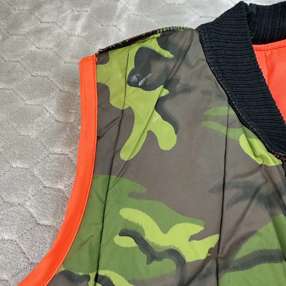 VTG Hunting Vest Reversible Woodland Camo Blaze Orange - Sz L - Simco Zipper - Image 3 of 4