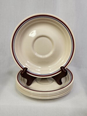 6 Saucer Dessert 6'' Plates Corelle Corning Abundance Fruit Stripes EUC Retired
