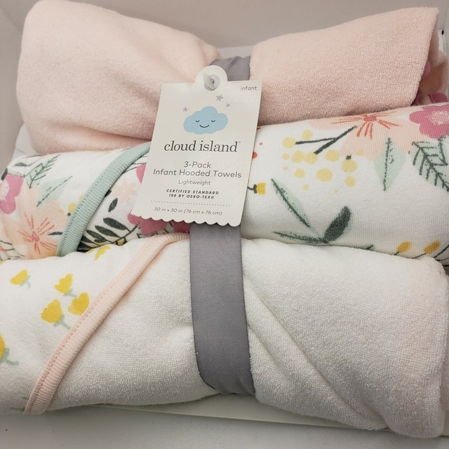 Cloud Island Baby Girls' 3pk Floral Meadow Hooded Towel for sale online eBay