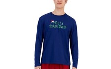 Club Room Mens Long-Sleeve T Shirt Pajama Blue S
