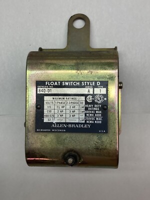 Allen-Bradley,840-D1,Style D Float Switch 600VAC 250VDC Series A Type 1