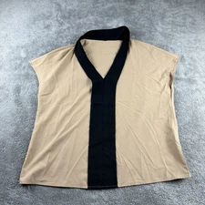 Shein Shirt Womens Large Beige Black Sleelveless