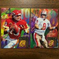 2 Joe Montana CHIEFS #8 & Steve Young 49ERS #15 1994 Flair HOT NUMBERS NFL Cards
