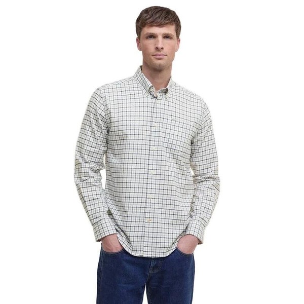 Men Barbour Shirt White Cotton S
