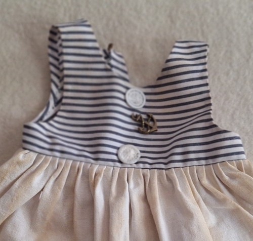Kleid im Marinestyle für ca. 38 - 42 cm Bären oder Puppe, Handarbeit! Unikat💕 - Bild 2 von 2