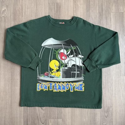 Looney Tunes Sweatshirt Womens Large Green Tweety Sylvester Don't Annoy Me