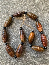 Excellent Pure Chinese Old Natural HeTian Jade Hand Carved Beads Necklace