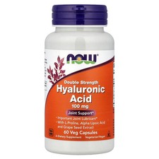 Now Foods Hyaluronic Acid Double Strength 100 mg 60 Veg Capsules GMP Quality