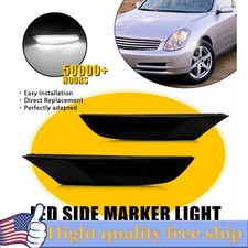 For 03-2006 Infiniti G35 Sedan 4-Door White Front Bumper LED Side Marker Light S