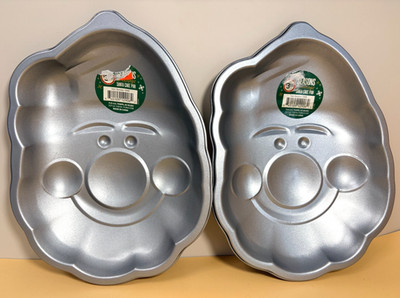 2 Santa Christmas Cake Pans 10x7 inch Aluminum Baking Molds 2018 FLP