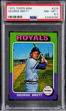 1975 Topps Mini George Brett RC #228 ROOKIE CARD DEAD CENTERED BEAUTY PSA 8.5