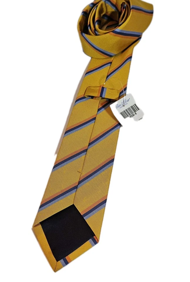 NUEVO CON ETIQUETAS CORBATA CUELLO SEDA BEN SILVER CHARLESTON REPP RAYAS HECHA EN INGLATERRA 58,5 X 3 Foto 3 de 4