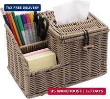 Woven Tissue Box Cover Square, Tissue Box Holder, Tissue Box Cover with Storage,