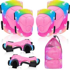 Kids Knee Elbow Wrist Pads Set Adjustable Protective Gear 3-8 Years Mesh Bag