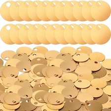 Zhengmy 50 Pieces Brass Tags for 1 inch diameter with a 3/16 hole, Gold