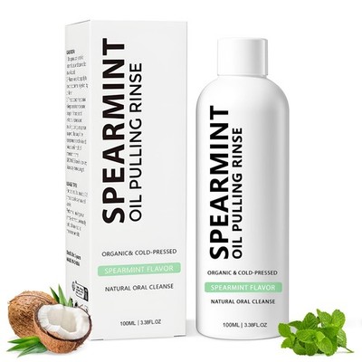 Spearmint Oil Pulling Rinse, Cold-Pressed Coconut Oil for Teeth, Mint Mouthwash,