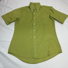 Vintage Kings Road Shirt Mens Medium Green Perma-Prest Sears 70s Singapore