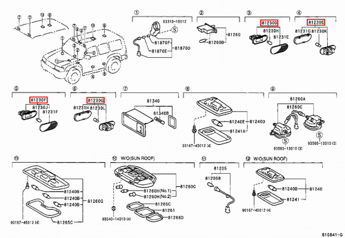 Genuine Toyota LandCruiser 100 Series UZJ HDJ Door Courtesy Light Lamp x4 - Picture 9 of 20