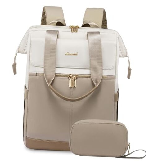 Stylish 15.6 Inch Laptop Backpack for Women in Beige & Khaki - 2 Pack