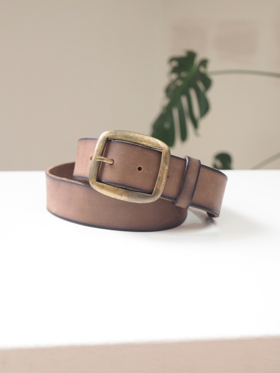 Isabel Marant Luxury Unisex Brown Buff Leather Belt Made in  display picture 1