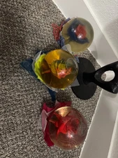 3 Vintage Preserved Real Rose in a glass Water Ball Dome Globe- Large 5.5" 