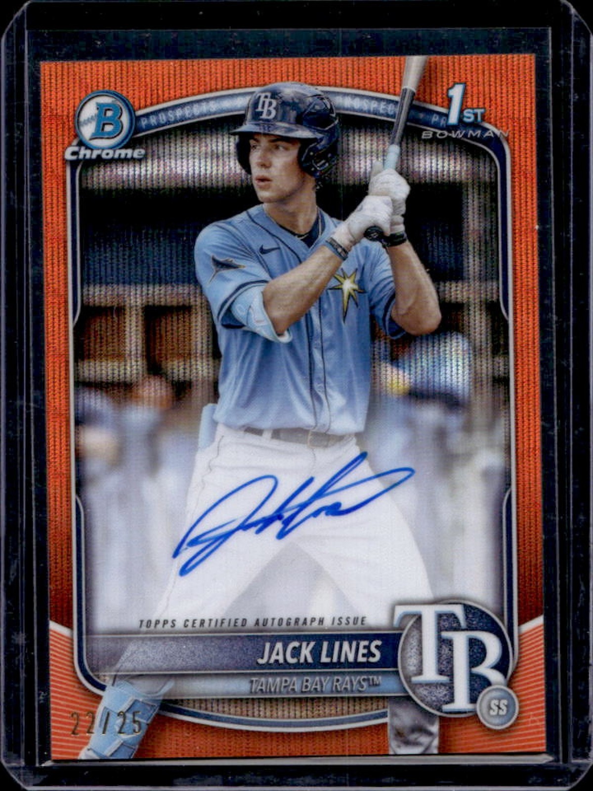 2025 Bowman Jack Lines Chrome Auto Orange Wave Refractor 1st Prospect #22/25