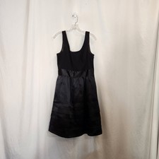 WHITE HOUSE BLACK MARKET Dress Women 10 Black Silk Skirt Fit Flare Cocktail LBD