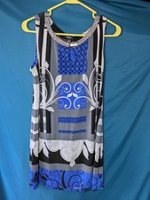 Alfani Royal,geen,blk,whte, Womens Long, Beaded Neck,Tank Top Bust 40" Med