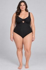 Time and Tru Women  s 2X 20W-22W Black Underwire One Piece Swimsuit NWT