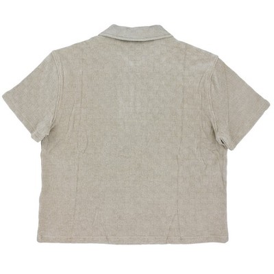 Brain Dead Men's Shirt, Chenille Check Half Zip Up Short Sleeve