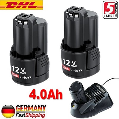 2X Für Bosch GBA 12V 4.0Ah Akku / Ladegerät BAT411 Li-ion GSR GDR GSA BAT412 GWI
