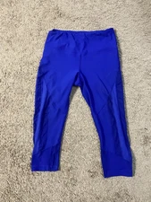 90 Degree by Reflex Leggings Womens Large Blue Capri Cropped Athletic Spandex