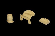 MARX Covered Wagon seat barrel box   (tan, gray, brown)  playset  toy soldiers