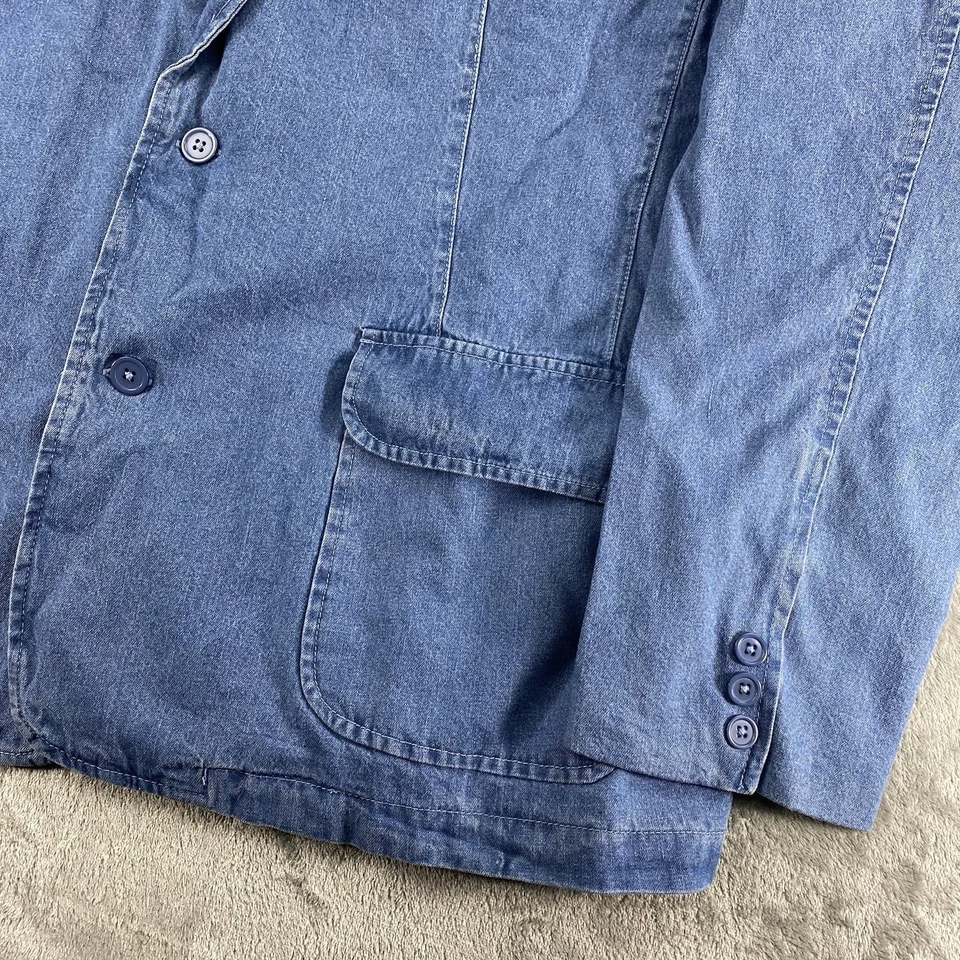 Vtg Haband Travelers Denim Blazer Mens Size XL Cotton Lined Sports Coat Jacket - Image 3 of 4