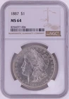 1887-P Morgan Dollar VAM-11 Doubled 18-7, 7 In Denticles NGC MS64 (B4163)