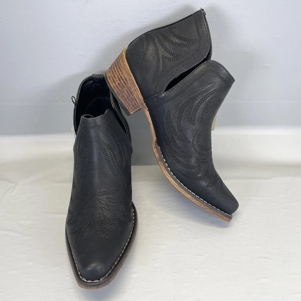 Roper Ava Boots Womens Size 9 Black Western Ankle Snip Toe V Cut Pull On Shoes - Image 2 of 4