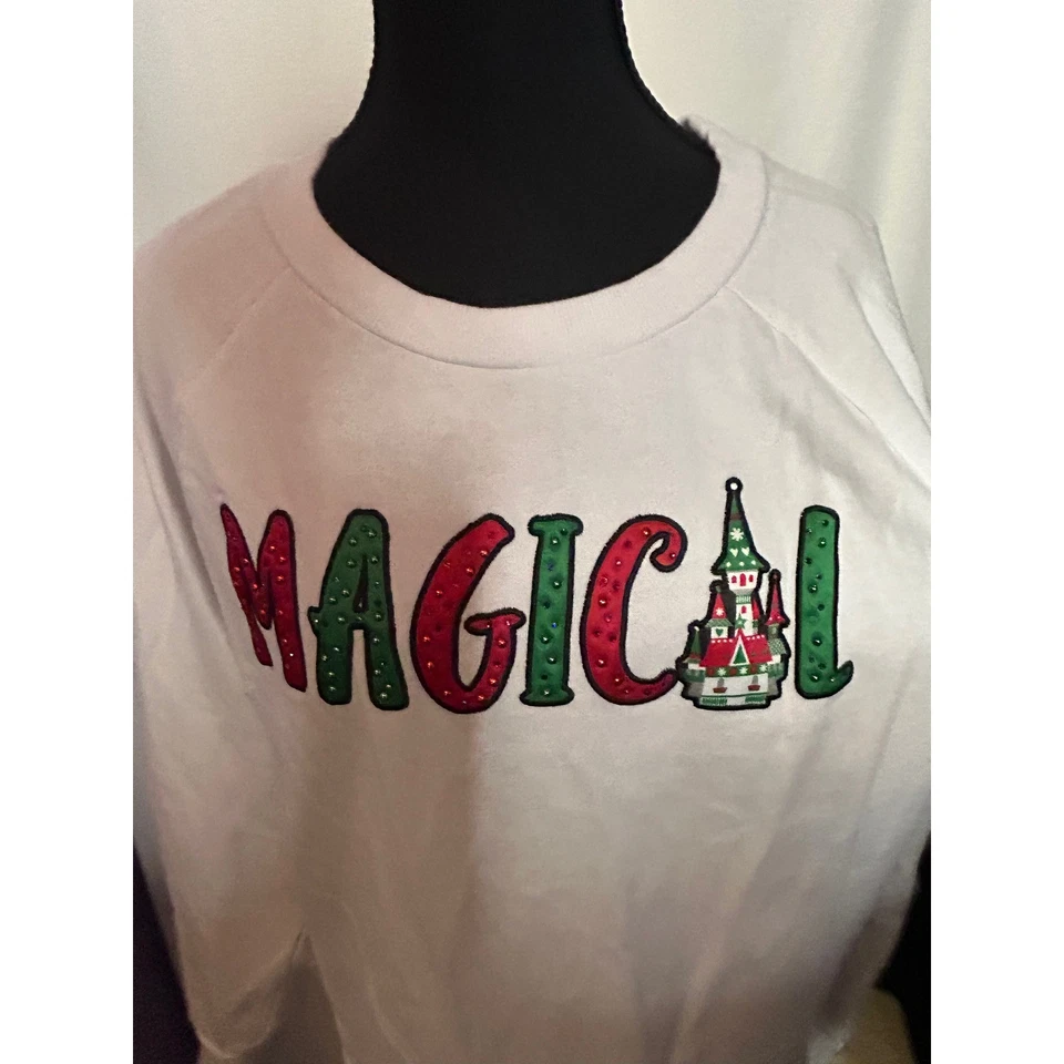 Disney Parks White MAGICAL Castle Christmas Sweatshirt Pullover Women's Size L - Image 2 of 4